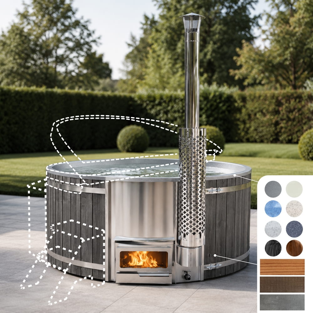 Configure Round Wood Fired Hot Tub Standard Size | Horizon Heater