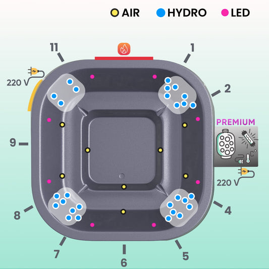 Outdoor view of premium 4-8 seater ThermoWood clad whirlpool with stainless steel Horizon wood-fired heater and chimney