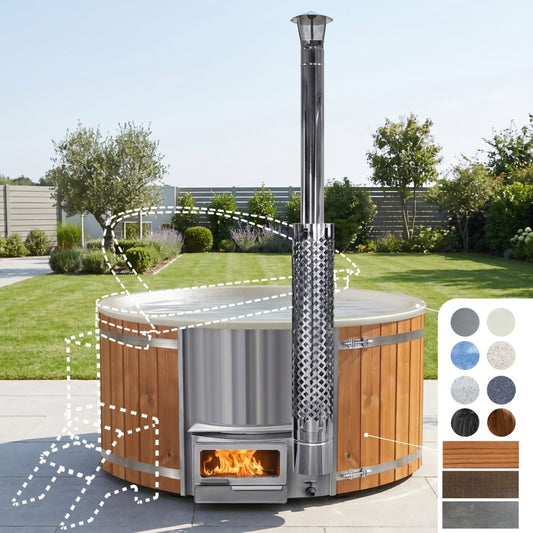 Bain nordique rond XL | Poêle Horizon™  | 6-8 personnes | Configurable