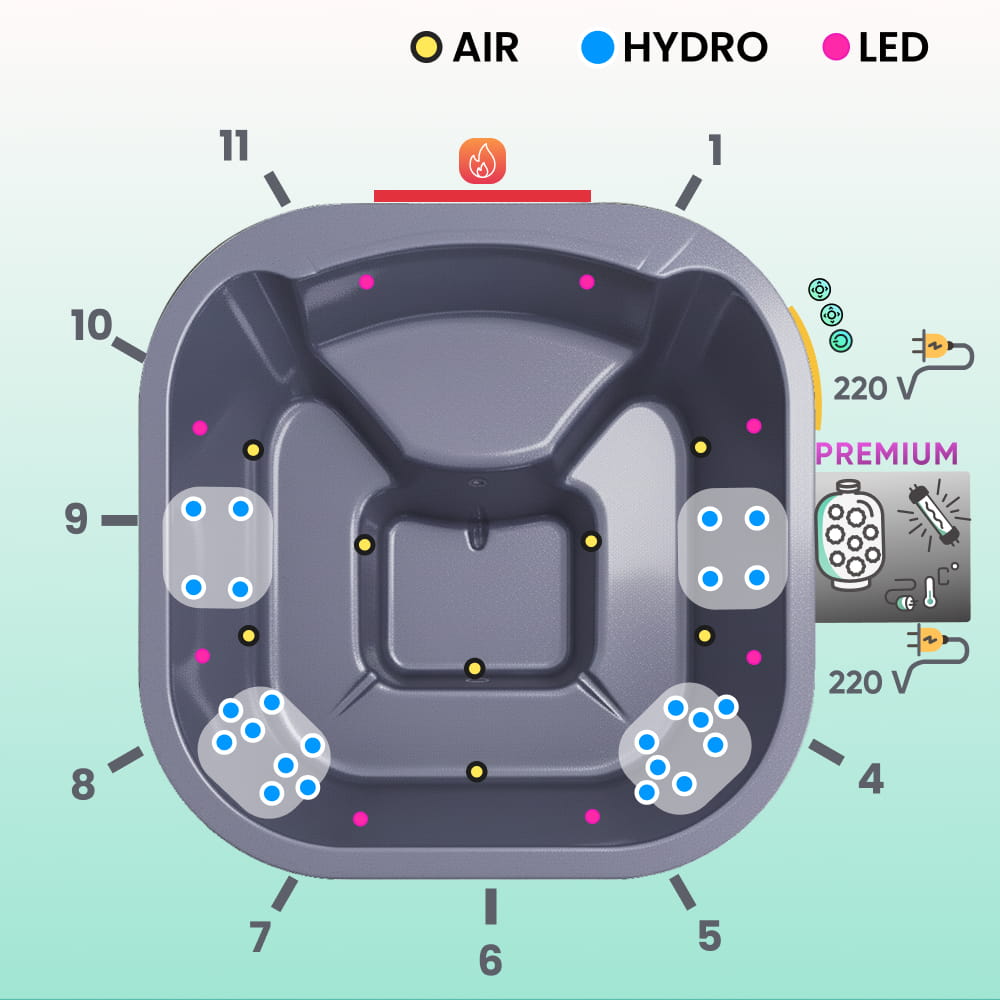 Square Wood Fired Hot Tub for 4-6 with Premium Filter & Targeted Massage With 24 Hydro Jets, Verta stove