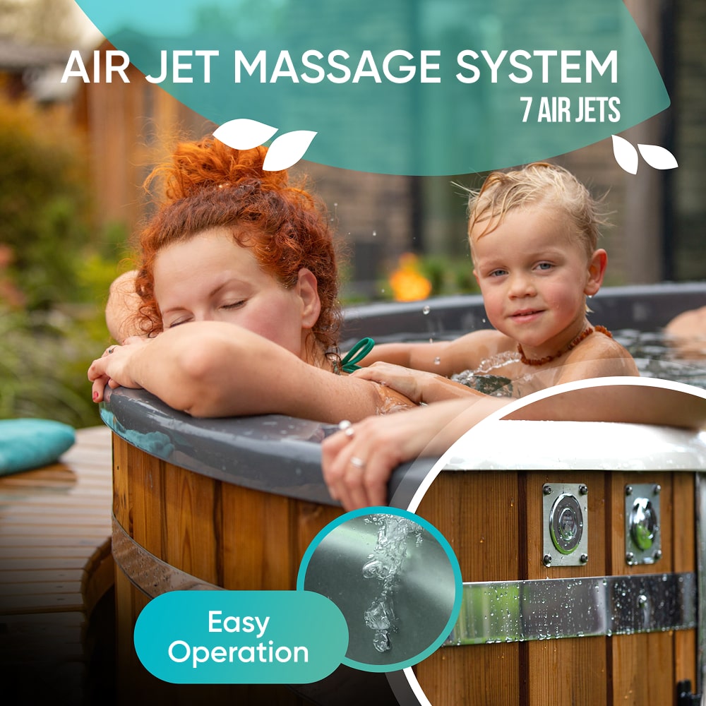 Offre exceptionnelle Bain nordique | 12 jets d'eau et 7 jets d'air | Cuve en fibre de verre grise | pour 4 à 6 personnes| Préconfiguré