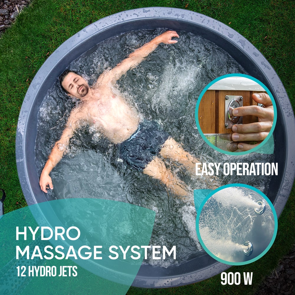 Offre exceptionnelle Bain nordique | 12 jets d'eau et 7 jets d'air | Cuve en fibre de verre grise | pour 4 à 6 personnes| Préconfiguré