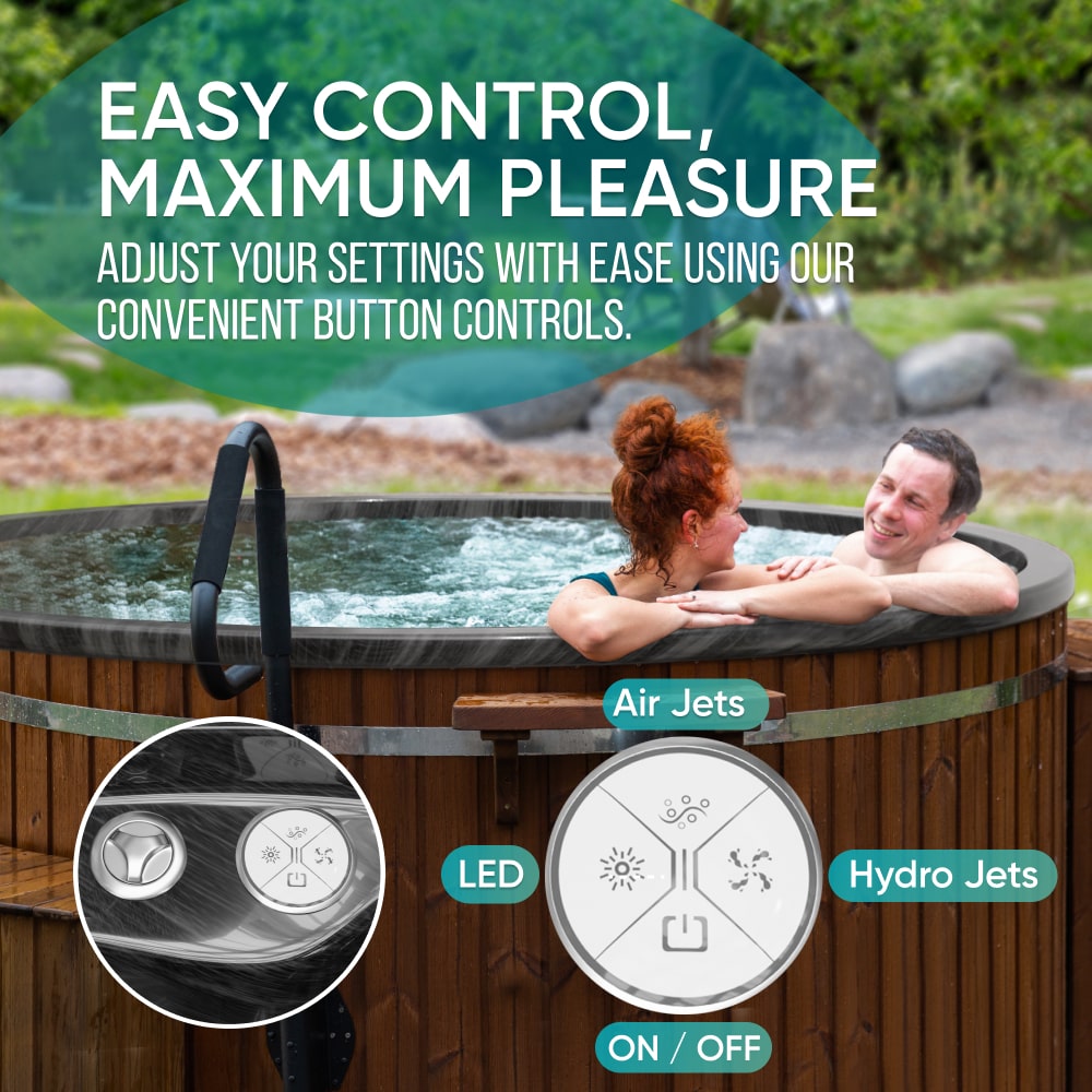 Premium Rond Bain Nordique avec Premium Filtre à sable + UV-C + 3kW | Meilleure configuration | Marbre noir 4-6 | Pré-configuré | Intégré AISI 316