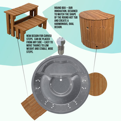 Wood Fired Hot Tub with round Premium filter and Verta heater | Best Configuration