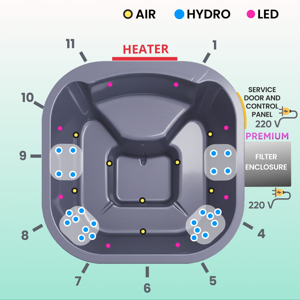 Square Wood Fired Hot Tub for 4-6 with Premium Filter & Targeted Massage With 24 Hydro Jets, Verta stove