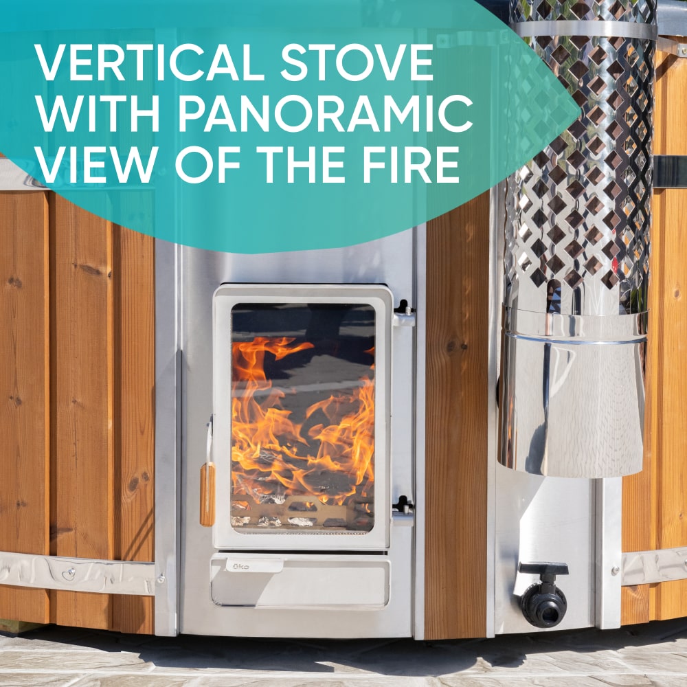 Wood Fired Hot Tub with round Premium filter and Verta heater | Best Configuration