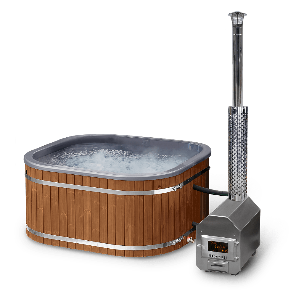 Configure Square Wood Fired Hot Tub for 6-8 Persons | External Heater