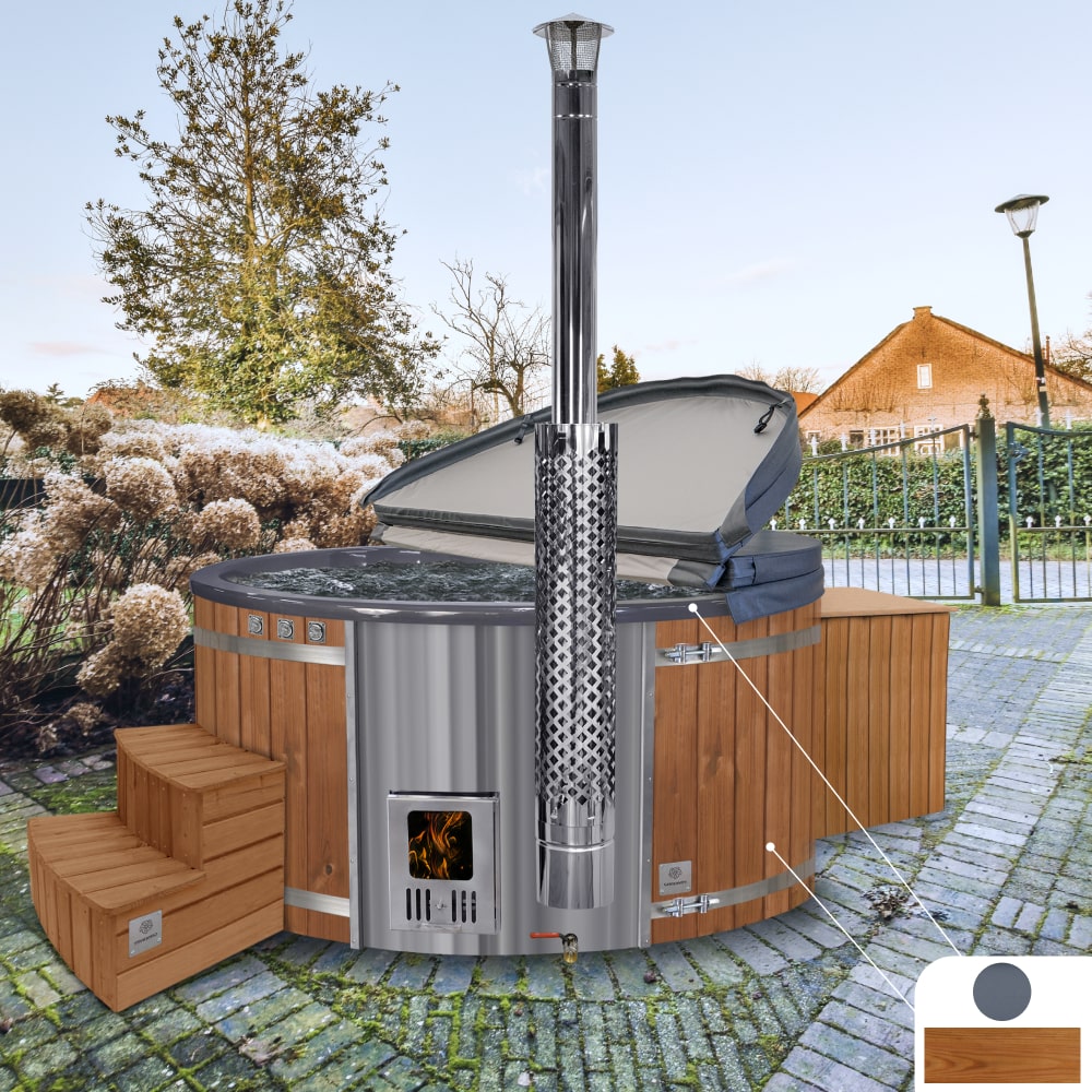 Offre exceptionnelle Bain Nordique | Premium rond avec filtre à sable + UV-C | Confort | Gris 4-6 | Pré-configuré | Intégré AISI 316