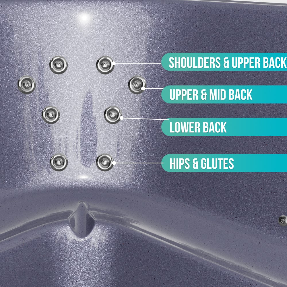 Square Wood Fired Hot Tub for 4-8 | With 28 Hydro Jets | Horizon Heater