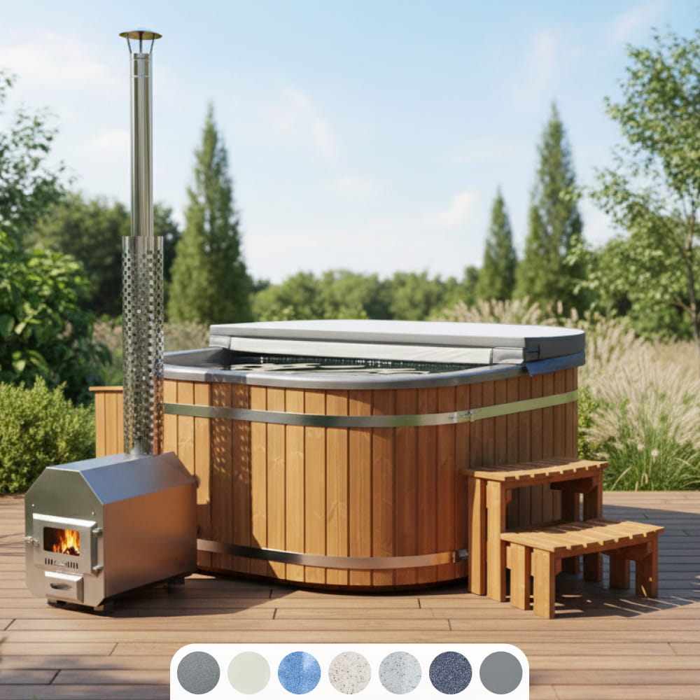 Bain nordique carré avec 28 jets hydromassants – massage ciblé | Filtre à sable Premium | Pour 4-8 personnes