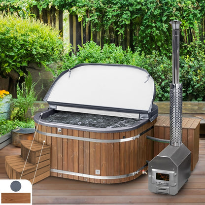 Premium Sand Filter Square Wood Fired Hot Tub | Best Configuration | External Heater
