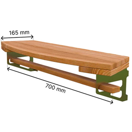 Étagère en bois thermowood avec dimensions sur fond blanc