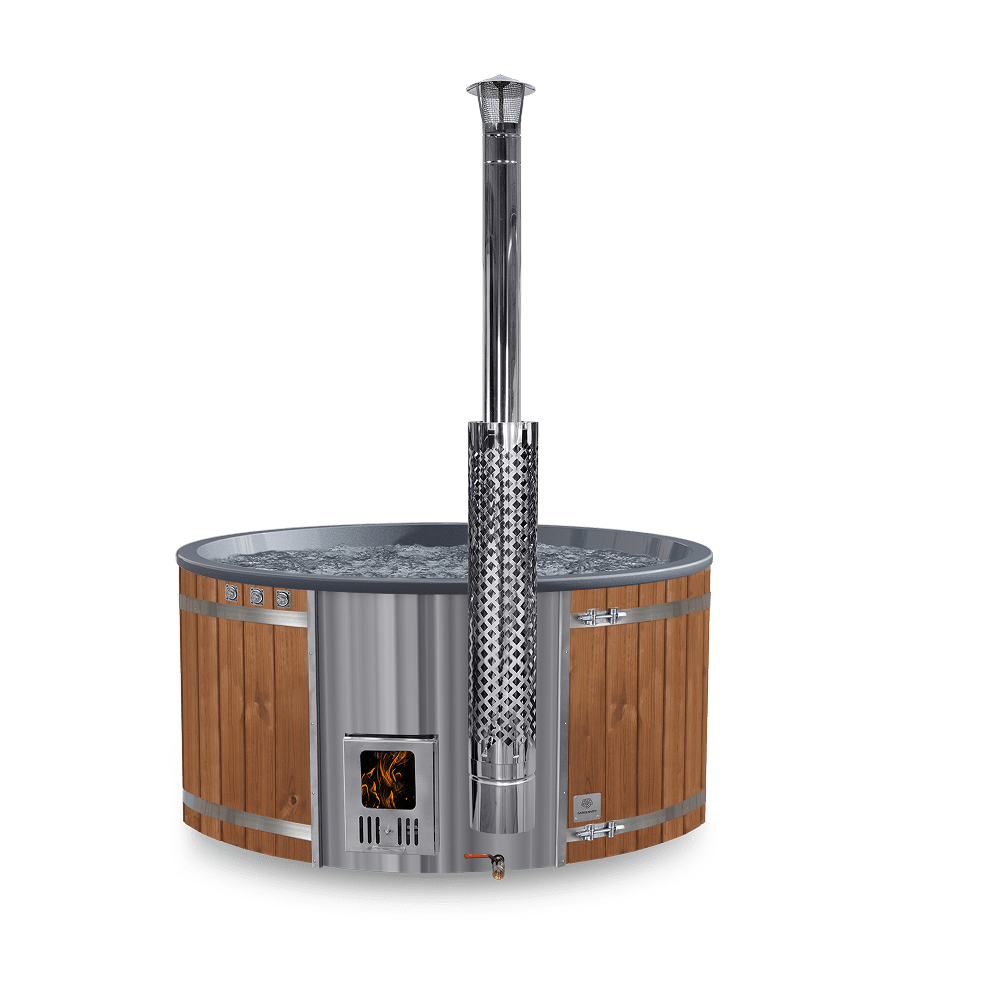 4-6 seater Configure Wood Fired Hot Tub with integrated stainless steel heater and chimney