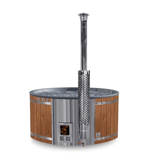 4-6 seater Configure Wood Fired Hot Tub with integrated stainless steel heater and chimney