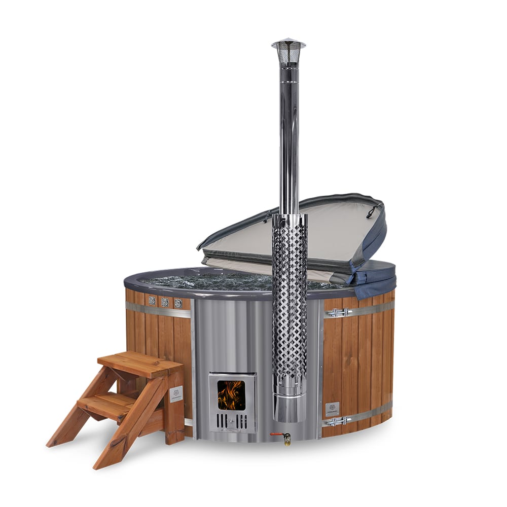 Offre exceptionnelle Bain nordique | 12 jets d'eau et 7 jets d'air | Cuve en fibre de verre grise | pour 4 à 6 personnes| Préconfiguré