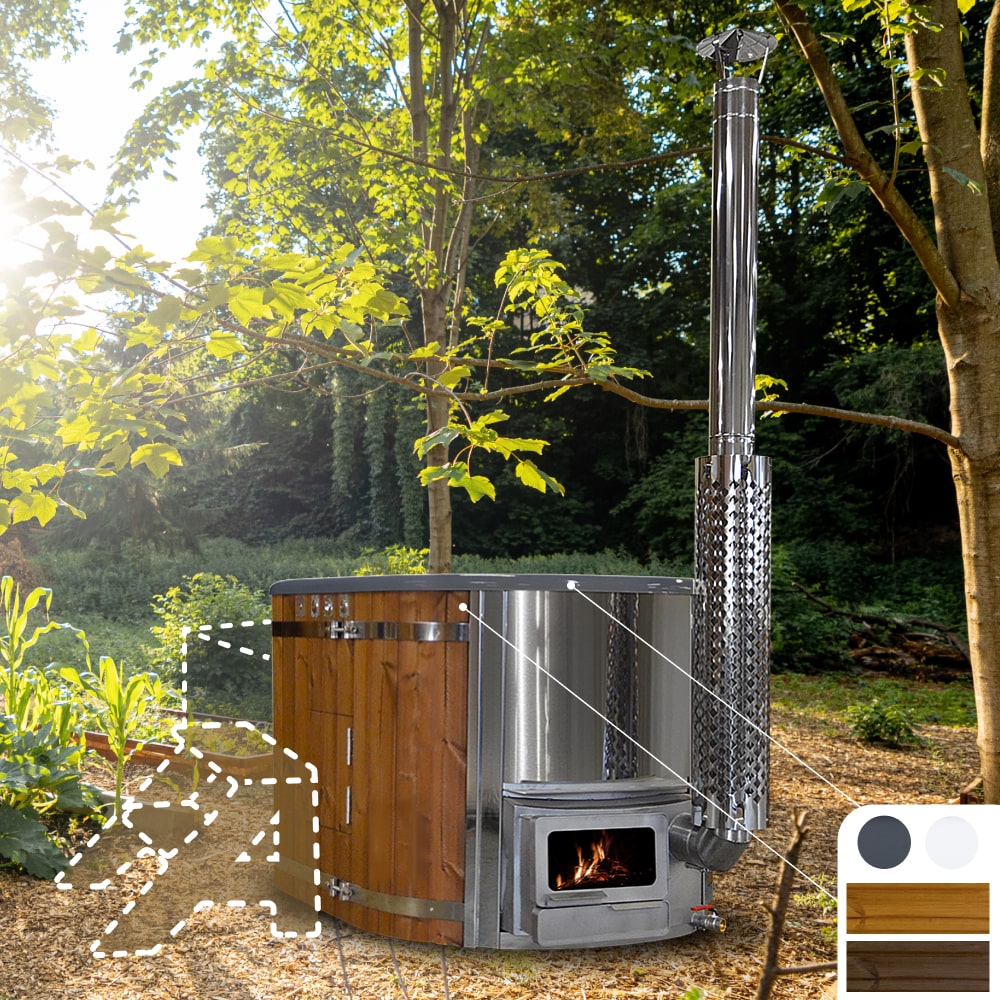 Bain nordique Ofuro | Fibre de verre | Poêle intégré | 2 personnes | Configurable