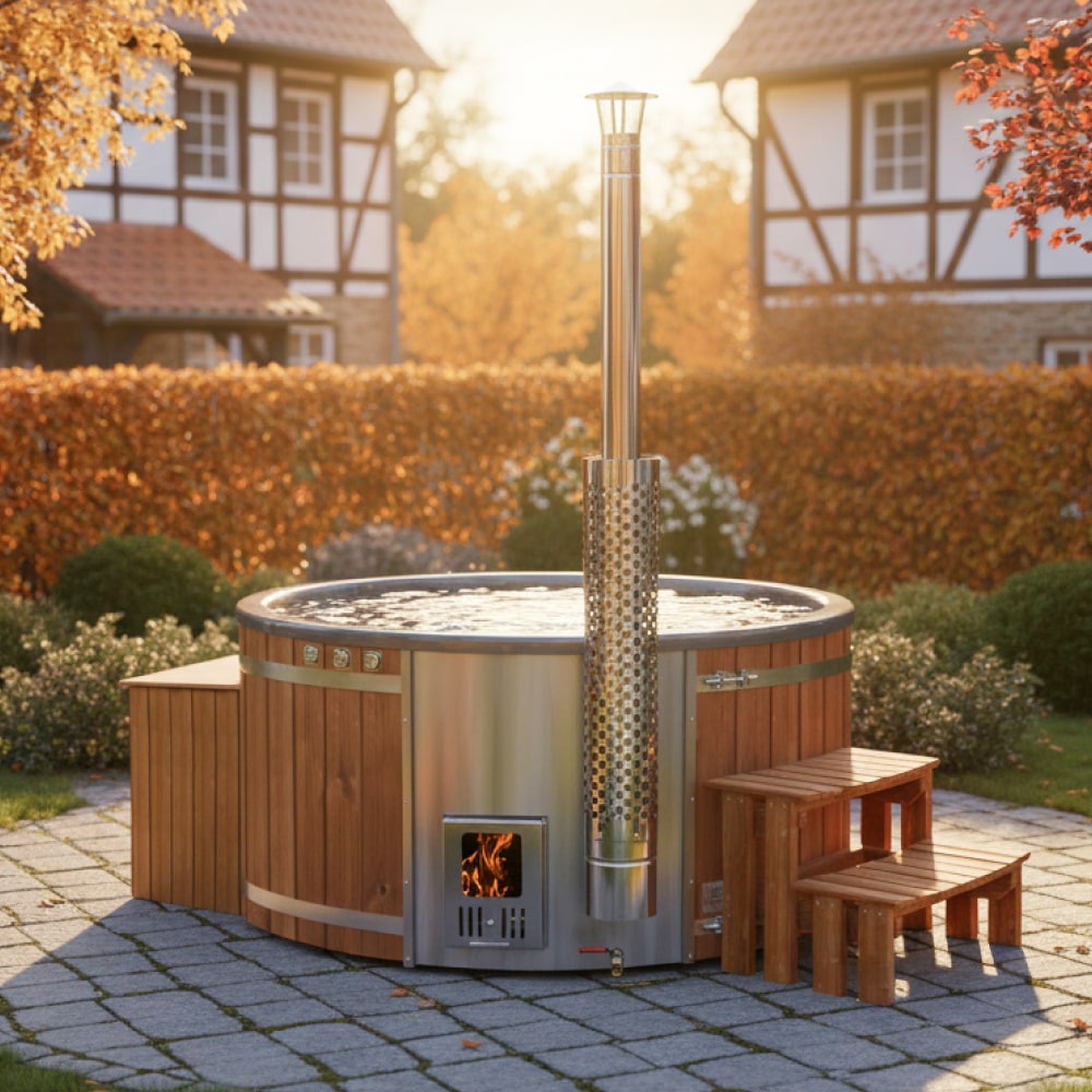 Filtration premium bain nordique | Poêle intégré | Système de filtration | 24 jets hydromassants | Pour 4–6 personnes