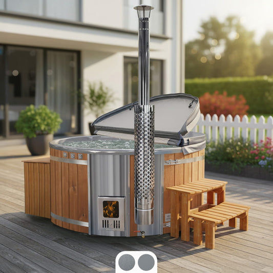 All Inclusive Wood Fired Hot Tub with Air & Hydro Jets | Sand filter & UV-C | 4–6 seater