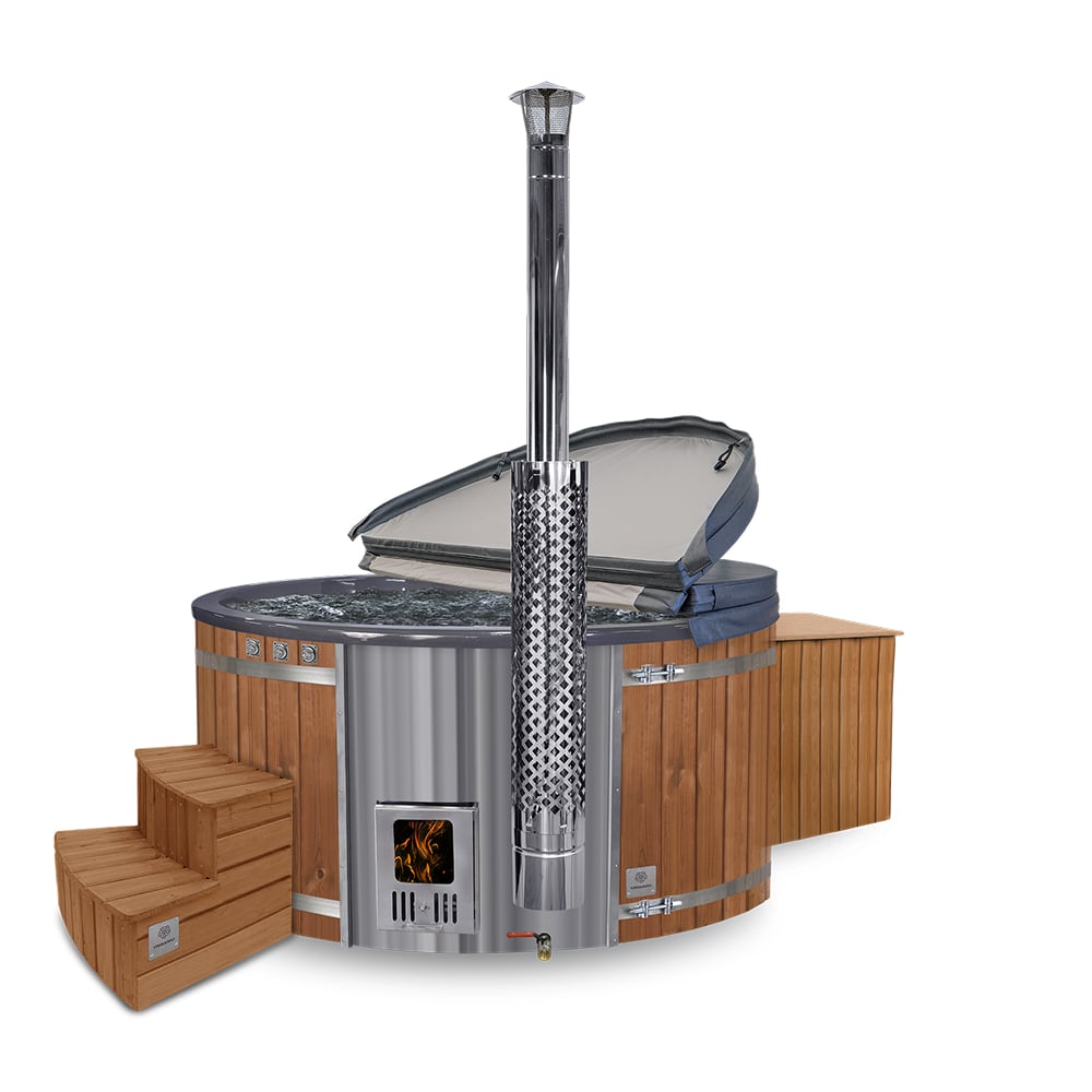 Offre exceptionnelle Bain Nordique | Premium rond avec filtre à sable + UV-C | Confort | Gris 4-6 | Pré-configuré | Intégré AISI 316