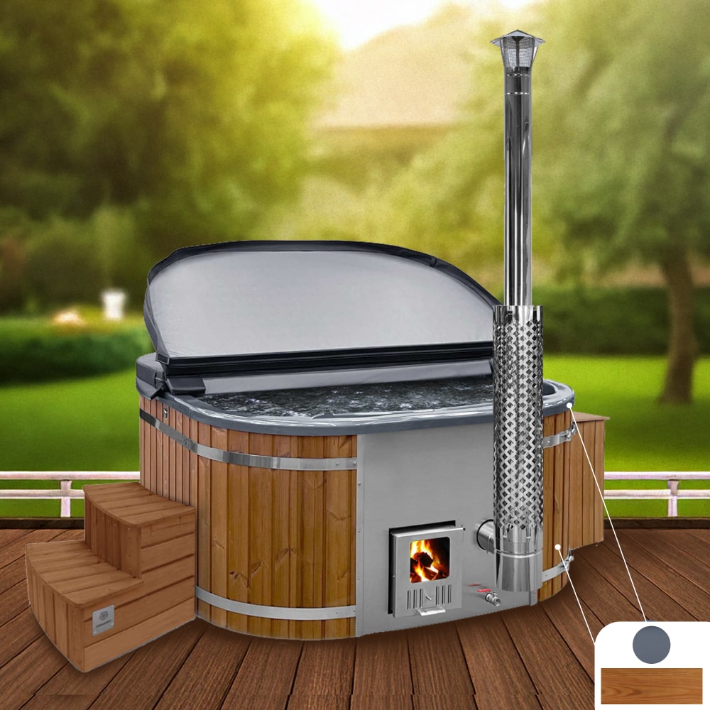 Bestseller Square Hot Tub with Premium Sand Filter | Metallic grey 4-6 | Pre-configured | Integrated AISI 316