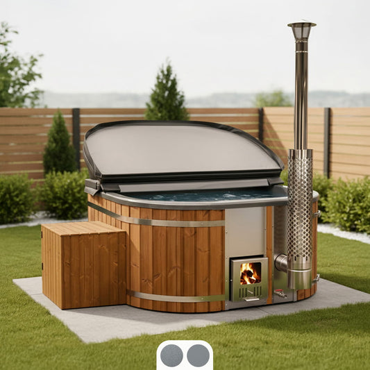 Super Offer | All Inclusive Square  Wood Fired Hot Tub | Air & Hydro Jets | Sand filter & UV-C | 4–6 seater