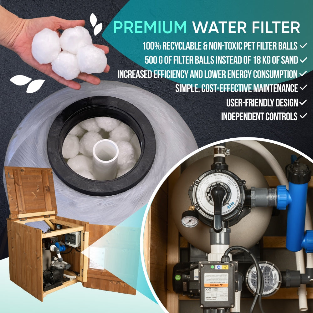 Premium Carré Bain Nordique avec Premium Filtre à sable | Meilleure configuration | Marbre noir 4-6 | Pré-configuré | Intégré AISI 316