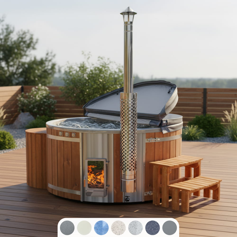 All Inclusive bain nordique | Poêle à bois Verta™ | Système de filtration premium | 24 jets hydromassants | Pour 4–6 personnes