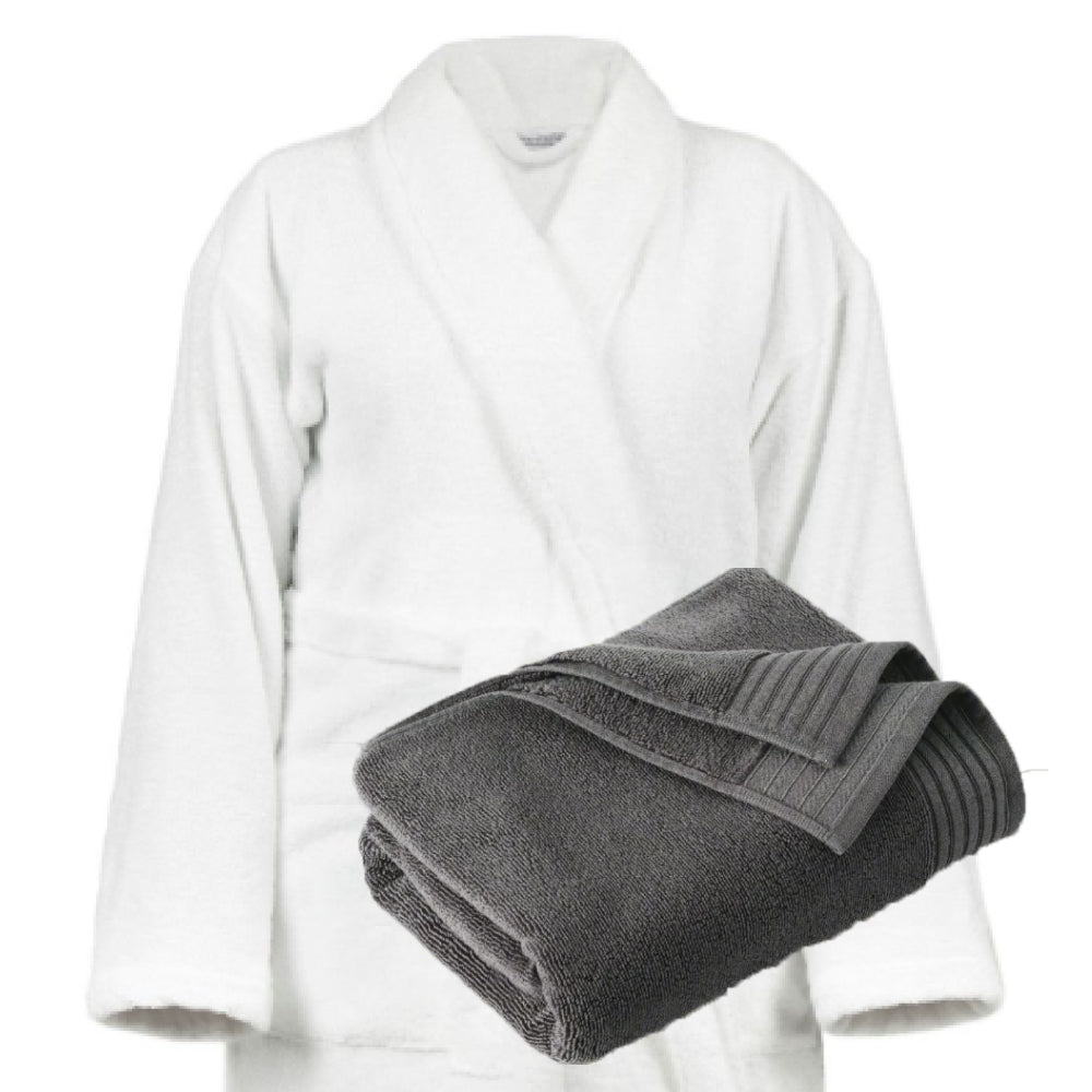 White bathrobe and large towel